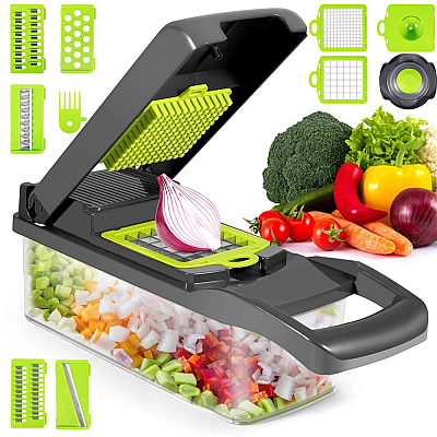 Razatoare multifunctionala Veggie Slicer 16 accesorii incluse lame din otel inoxidabil