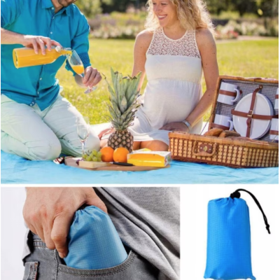 Saltea de plaja patura de camping 210x200cm Albastra