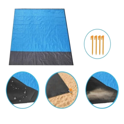 Saltea de plaja patura de camping 210x200cm Albastra