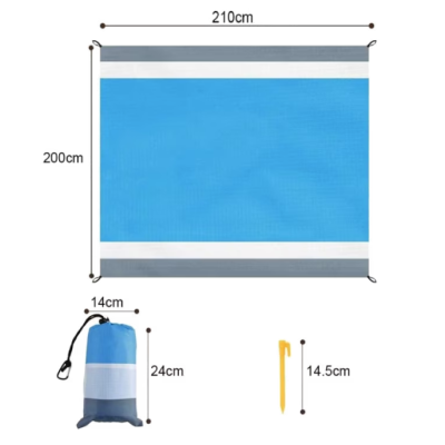 Saltea de plaja patura de camping 210x200cm Albastra
