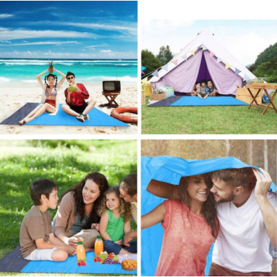 Saltea de plaja patura de camping 210x200cm Albastra