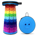 Scaun rotund portabil extensibil cu pliere telescopica pentru camping Negru/Rosu