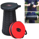 Scaun rotund portabil extensibil cu pliere telescopica pentru camping Negru/Rosu
