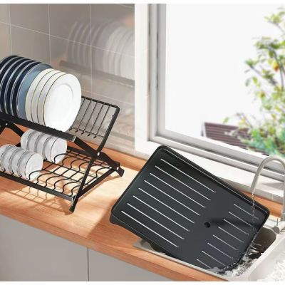 Scurgator vase cu 2 nivele pliabil sistem de scurgere NEGRU