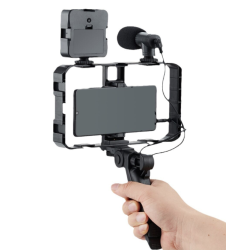 Selfie Stick pentru telefonul mobil AY 49X lumina complementara LED trepied microfon