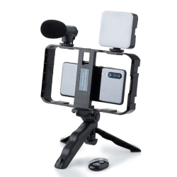 Selfie Stick pentru telefonul mobil AY 49X lumina complementara LED trepied microfon