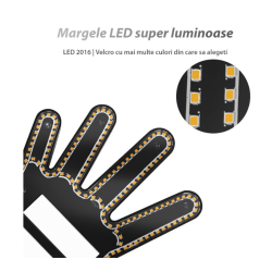 Semn LED auto cu telecomanda design mana 4 moduri efect vizual stralucitor