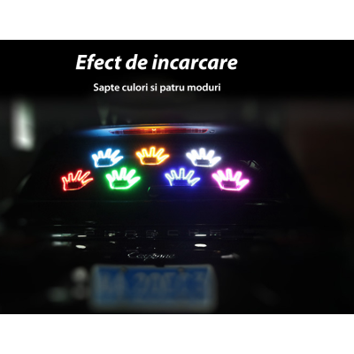 Semn LED auto cu telecomanda design mana 4 moduri efect vizual stralucitor