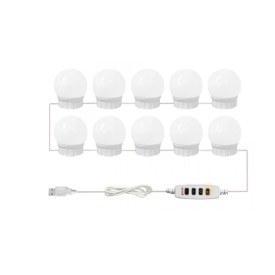 Set 10 Becuri LED pentru Oglinda de Machiaj cu 3 Moduri de Iluminare