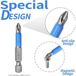 Set 10 Biti 50mm - Biti Surubelnita Magnetici S2 PH2