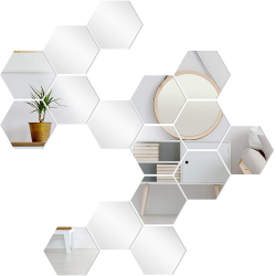 Set 10 Oglinzi Design Hexagon - Oglinzi Decorative Acrilice Cristal - Diamant - Fagure 10 bucati/set