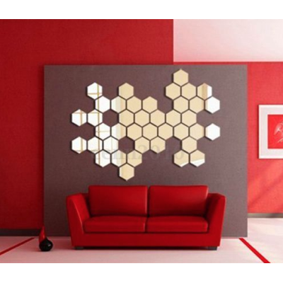 Set 10 Oglinzi Design Hexagon - Oglinzi Decorative Acrilice Cristal - Diamant - Fagure 10 bucati/set