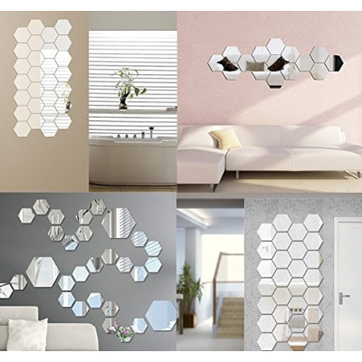 Set 10 Oglinzi Design Hexagon - Oglinzi Decorative Acrilice Cristal - Diamant - Fagure 10 bucati/set