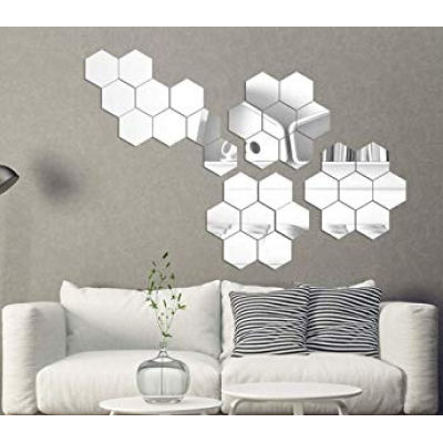Set 10 Oglinzi Design Hexagon - Oglinzi Decorative Acrilice Cristal - Diamant - Fagure 10 bucati/set