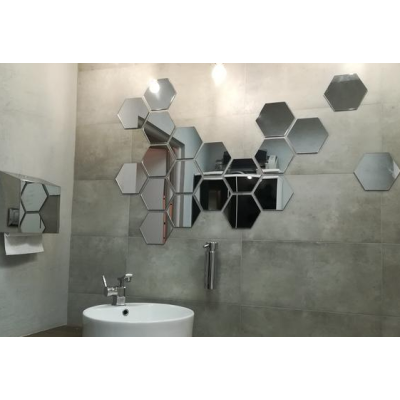 Set 10 Oglinzi Design Hexagon - Oglinzi Decorative Acrilice Cristal - Diamant - Fagure 10 bucati/set