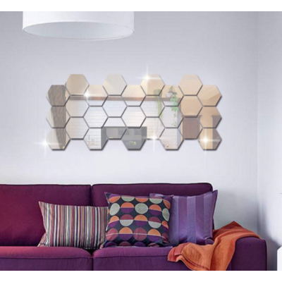 Set 10 Oglinzi Design Hexagon - Oglinzi Decorative Acrilice Cristal - Diamant - Fagure 10 bucati/set