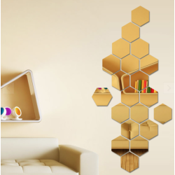 Set 10 Oglinzi Design Hexagon AURII - Oglinzi Decorative Acrilice Cristal - Diamant - Fagure 10 bucati/set