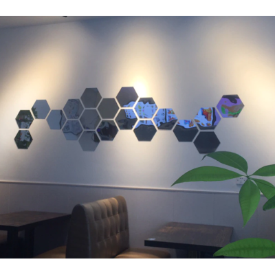 Set 10 Oglinzi Design Hexagon MARI 20x20 - Oglinzi Decorative Acrilice Cristal - Diamant - Fagure 10 bucati/set