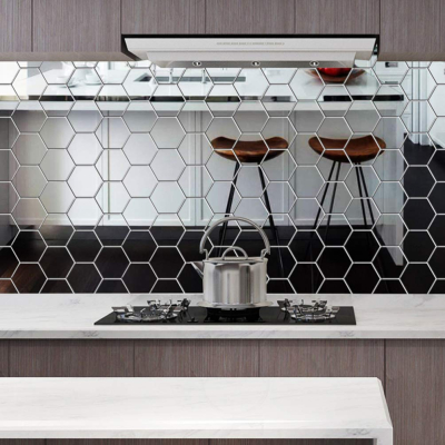 Set 12 Oglinzi Design Hexagon MARI 20x23 - Oglinzi Decorative Acrilice Cristal - Diamant - Fagure 12 bucati/set TA