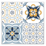 Set 12 placi autocolante din vinil 30 x 30 cm rezistente la apa model FLORAL Multicolor DP0201