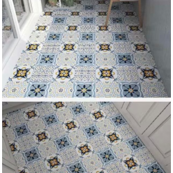 Set 12 placi autocolante din vinil 30 x 30 cm rezistente la apa model FLORAL Multicolor DP0201