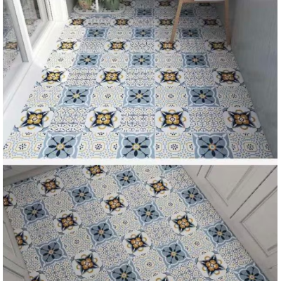 Set 12 placi autocolante din vinil 30 x 30 cm rezistente la apa model FLORAL Multicolor DP0201