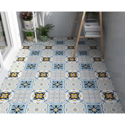 Set 12 placi autocolante din vinil 30 x 30 cm rezistente la apa model FLORAL Multicolor DP0201