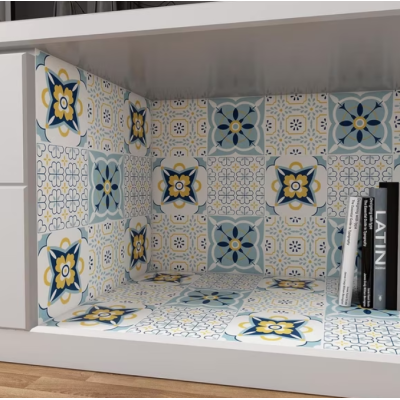 Set 12 placi autocolante din vinil 30 x 30 cm rezistente la apa model FLORAL Multicolor DP0201