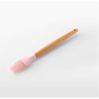 Set 12 ustensile de bucătărie cu mâner de lemn roz