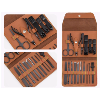 Set 16 piese MANICHIURA profesionala otel negru mat BASE