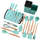 Set 19 piese ustensile de bucatarie din lemn si silicon cu suport
