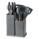 Set 19 piese ustensile de bucatarie din lemn si silicon cu suport