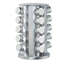 Set 20 recipiente condimente cu suport rotativ inox