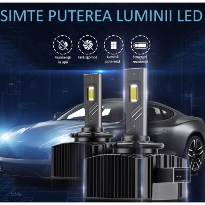 Set 2 becuri auto LED D3S /R 180W/set canbus 23000 lumeni 6000k
