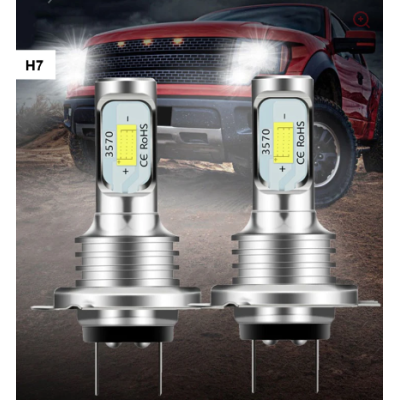 Set 2 becuri auto LED H7 3570 7000LM 2SMD temperatura culoare 6000K putere 80W ZD