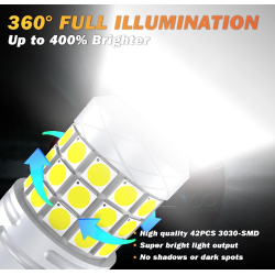 Set 2 becuri auto LED T20 42 SMD 120W 6000K 10000LM