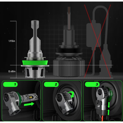 Set 2 becuri LED F11 H4 de 12000 lm 12 V putere 100W