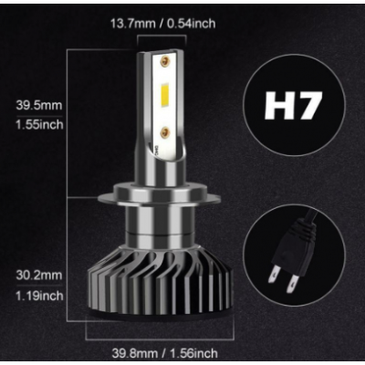 Set 2 becuri LED H7 F2 COB Canbus 100W lumina alb-rece 12.000 lumeni