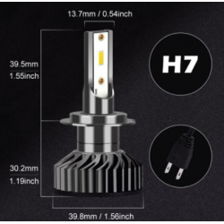 Set 2 becuri LED H7 F2 MINI COB 100W lumina alb-rece 12.000 lumeni