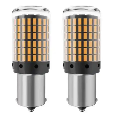 Set 2 Becuri LED semnalizare ORANGE soclu Py 150 grade LED 1156 led 144 SMD PY21