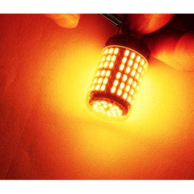 Set 2 Becuri LED semnalizare ORANGE soclu Py 150 grade LED 1156 led 144 SMD PY21