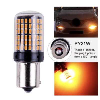 Set 2 Becuri LED semnalizare ORANGE soclu Py 150 grade LED 1156 led 144 SMD PY21