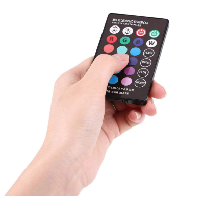 Set 2 Becuri T10 LED 12v RGB Cu Telecomanda Auto RU