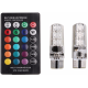 Set 2 becuri T10 LED auto RGB cu telecomanda putere 2W