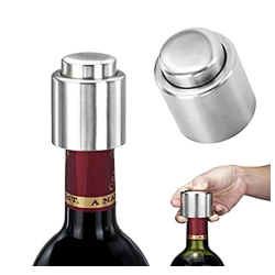 Set 2 bucati DOP cu buton pentru sticla de vin din metal