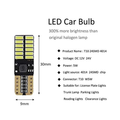 Set 2 Canbus T10 W5W Bec LED Instrumente Interior Culoare Alb