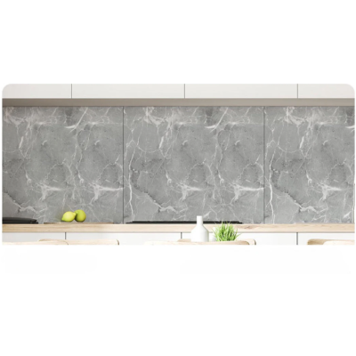Set 2 Folii imitatie marmura GRI cu ALB autoadezive pentru bucatarie baie 60 x 300 cm