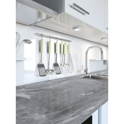 Set 2 Folii imitatie marmura GRI cu ALB autoadezive pentru bucatarie baie 60 x 300 cm