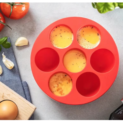 Set 2 Forme din silicon de briose pentru Airfryer cu 7 compartimente ROSII