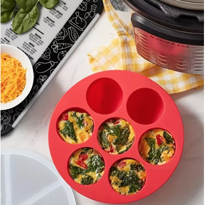 Set 2 Forme din silicon de briose pentru Airfryer cu 7 compartimente ROSII